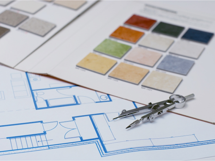 建材見本などが貼られたカタログ